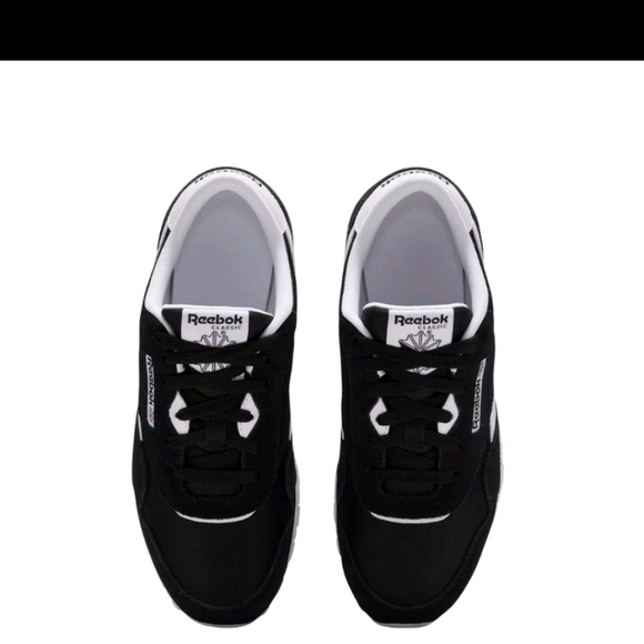 Reebok Kids Classic Nylon Sneakers - Black/Black White FV4441 - Picture 7 of 9